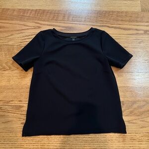 Ann Taylor Black Top with Mesh Collar Detail XS